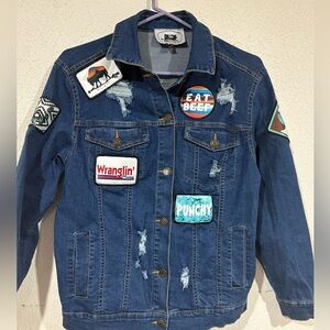 The whole herd western denim jacket super punch wrangling patch jacket trendy